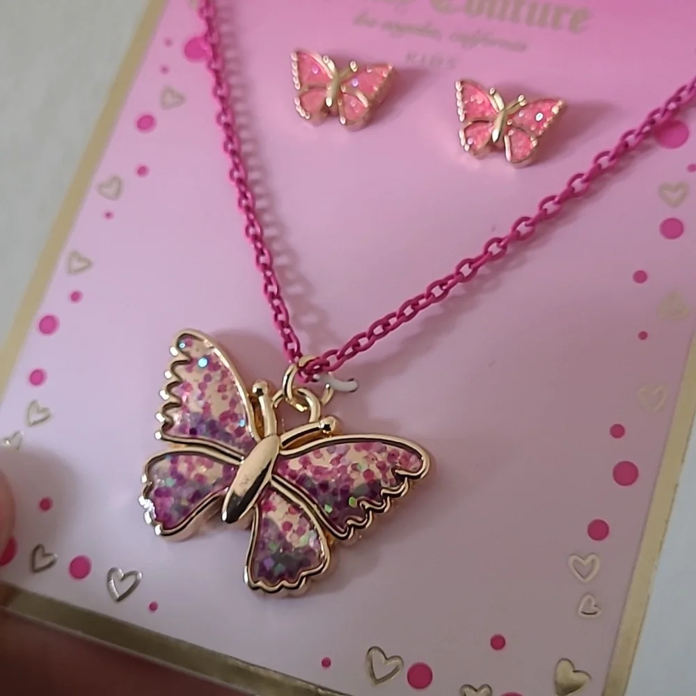 Juicy Couture Butterfly Necklace With Matching Earrings